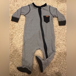 Designer- 7 for all Mankind- Navy and White Striped Kids Footie Pajamas